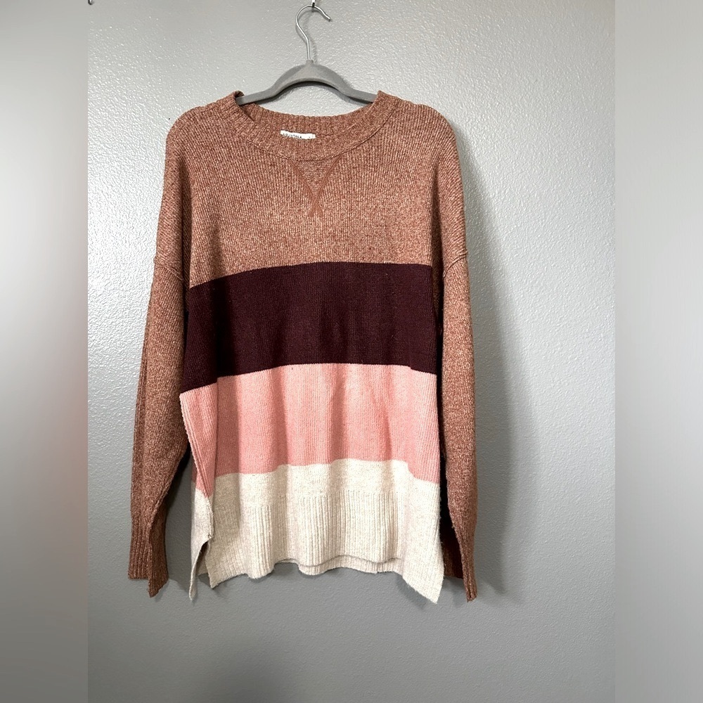 🚨 Arizona Jean Co Women’s Crewneck Stripe Over-Sized Sweater, Multicolor. - Picture 3 of 6